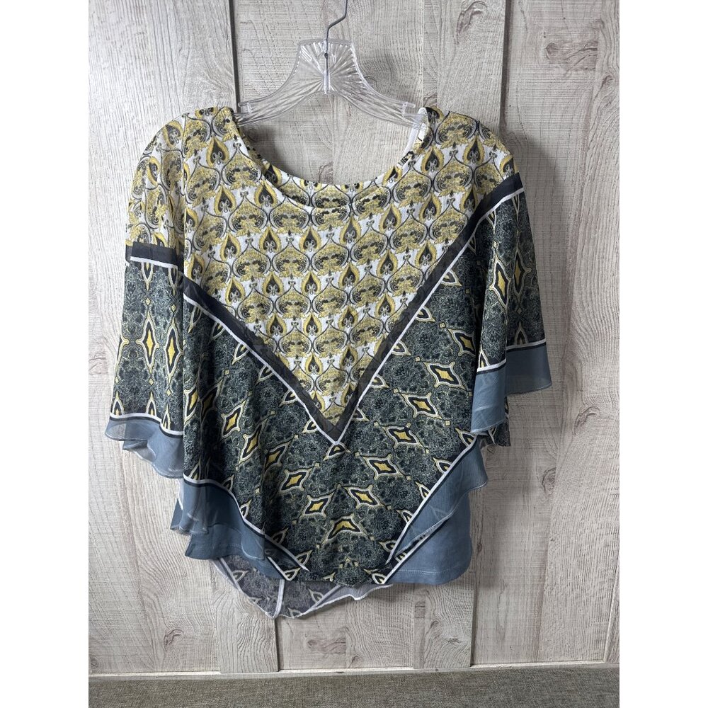 Emerge 2 Pc Womens Petite Multicolor Layered Top W/ Abstract Print Size PM Boho